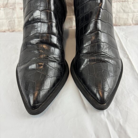 Dolce Vita Women's 7 Black Slide-on Moc Croc Heel Ankle Booties - Picture 7 of 9